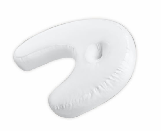 Side Sleeper Ear Hole Pillow with white cotton cover - memory foam - dream serenity wedge foam pillow - side sleeper pillow has an ‘ear’ for total and therapeutic comfort