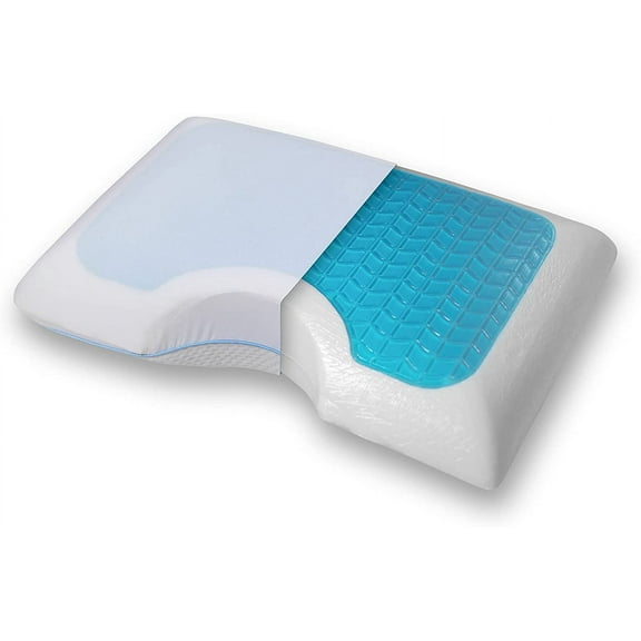 Side Sleeper Memory Foam Pillow with Cooling Gel Layer and Removable Washable Cover for Neck Support