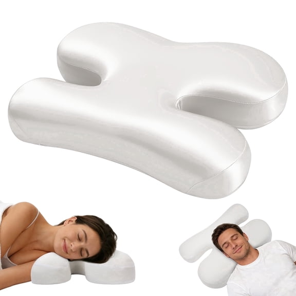 RoamReady Side Sleeper Pillow, Cooling Memory Foam for Neck Pain Anti-Wrinkle, Ergonomic Satin Anti-Aging for Back & Side Sleepers, White