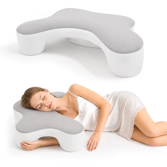 Doulami Side Sleeper Pillow with Arm Hole, Ergonomic Memory Foam Pillow for Neck and Shoulder Pain Relief, Cooling Contour Pillow for Side Back Sleepers, Removable Washable Cover