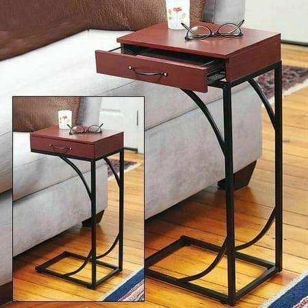 Side Sofa End Table Wood Desk TV Computer Coffee Tray Slide Under Couch with Drawer