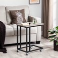 thumbnail image 1 of C-Shaped End Table with Metal Frame, Rolling Casters, Industrial Side Table for Living Room & Bedroom, 19.7 x 13.8 x 23.6 Inches, Greige & Black, 1 of 6