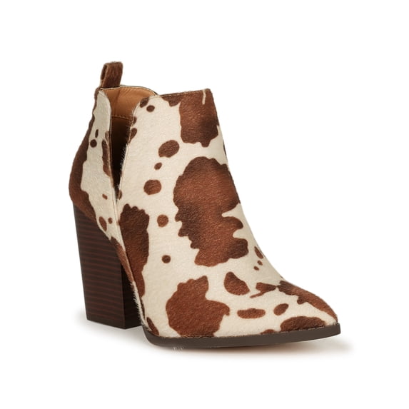 Side Split Pointy Toe Chunky Stacked Heel Bootie 20390