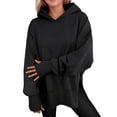 thumbnail image 1 of Side Split Solid Color Hoodie for Women Long Sleeve Sweatshirt Fall Casual Pullover Top, 1 of 4