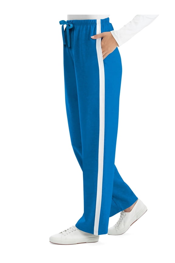 Collections Etc Women's Soft and Comfy Pull-On Side Stripe Knit Pants Royal Blue X-Large