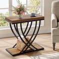 thumbnail image 1 of Side Table, 2-Tier Narrow End Table for Living Room, Industrial Nightstand with Metal Frame, Small Bedside Tables for Bedroom, Sofa Couch, Small Spaces, Rustic Brown, 1 of 8