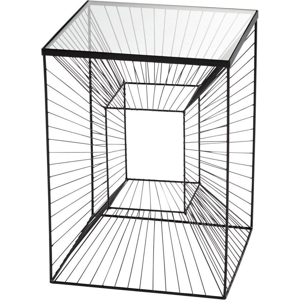 Enchantment Modern Black Metal and Glass Square Side Table