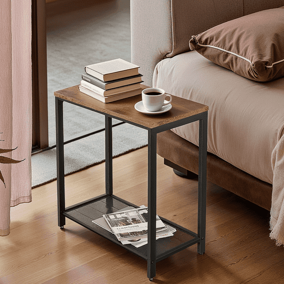 Side Table, End Tables for Living room, Bedoom Corner Table Drink Table, Rustic Brown