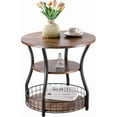 thumbnail image 1 of Side Table, 3-Tier Round End Table with Storage Shelves for Living Room, Bedroom, Accent Coffee Sofa Table for Small Spaces,Round Nightstand with Metal Frame, Rustic Brown, 1 of 6