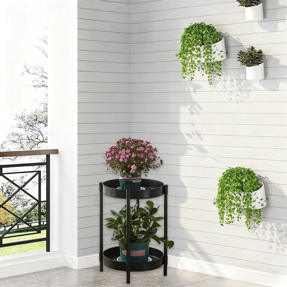 Side Table - 35.4"x13" - Iron Frame with Trays - 2-Tier Small Corner Table for Living Room and Bedroom, Modern End Table