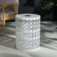 thumbnail image 1 of Side Table With Built-In Solar Powered Light, Hollow-Out Design Classic Living Room Table, Metal Patio Accent Side Table For Yard Balcony Garden Bedside Small Spaces, 1 of 9
