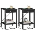 thumbnail image 1 of Side Table with Charging Station, Set of 2 End Tables with USB Ports and Outlet, Nightstand with 2-Tier Storage Shelf, for Living Room, Bedroom, Small Space, Black, 1 of 9