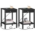thumbnail image 1 of Side Table with Charging Station, Set of 2 End Tables with USB Ports and Outlet, Nightstand with 2-Tier Storage Shelf, for Living Room, Bedroom, Small Space, Black BK91UBZP201, 1 of 9