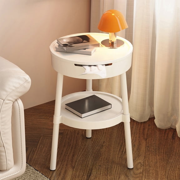 Side Table Coffee Table With Drawer Storage Shelf Bedside Nightstand Compact End Table Organizer Small Furniture Space Saving Home Decorations for Living Room Bedroom Office Apartment