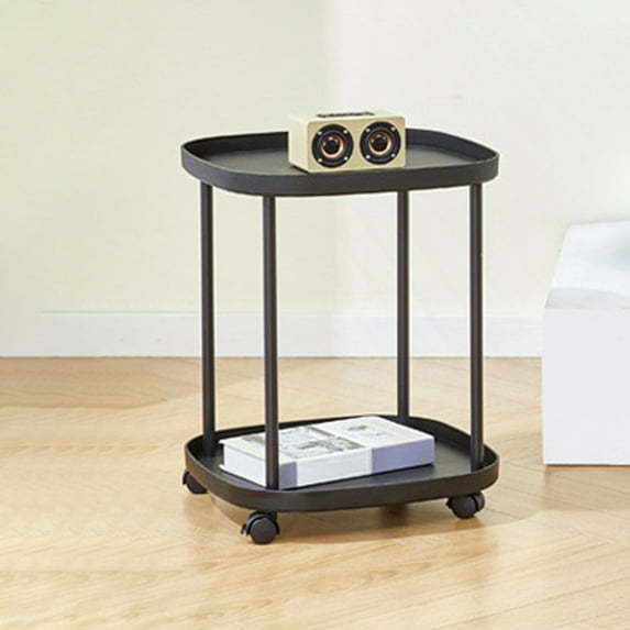 Side Table Coffee Table Tray, End Table Serving Cart Sofa Table with Wheel Movable Coffee Bar Stand Cart with Storage on Wheels,for Home Kitchen, Entryway, Living Room,Dining Room