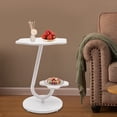thumbnail image 1 of Side Table Creative Modern End Table, Easy Assembly Modern Home Decor Bedside Table, White Nightstand Coffee End Table for Living Room, Bedroom, Small Spaces 23.6" (2 Tier), 1 of 10