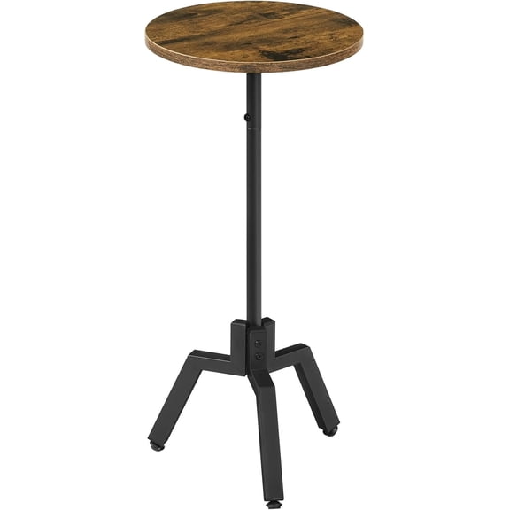Side Table, Drink Table, Coffee Martini Table with 3-Legged Pedestal Accent, End Table for Small Spaces in Living Room, Bedroom, Dormitory, Rustic Brown and Black ET17BR