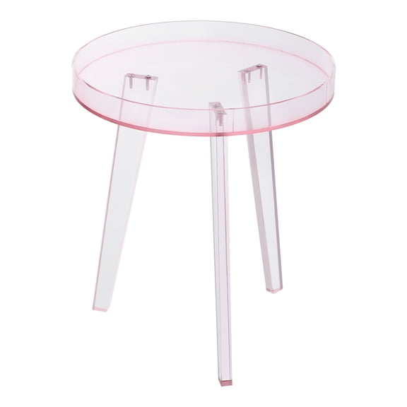 Side Table, End Table, Acrylic Side Table for Living Room, Bedroom, Office, Cafe, Dorm, Apartment, and More (Pink)