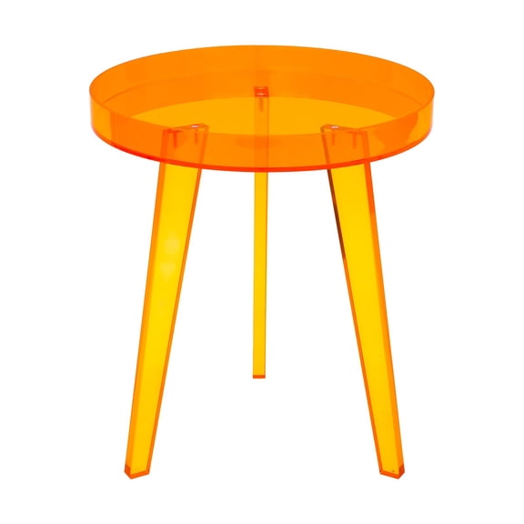 Side Table, End Table, Acrylic Side Table for Living Room, Bedroom (Orange)