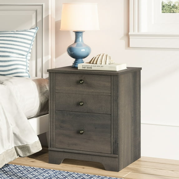 Side Table, End Table Night Stand with Two Sliding Large Drawers and Ample Storage Space, Espresso