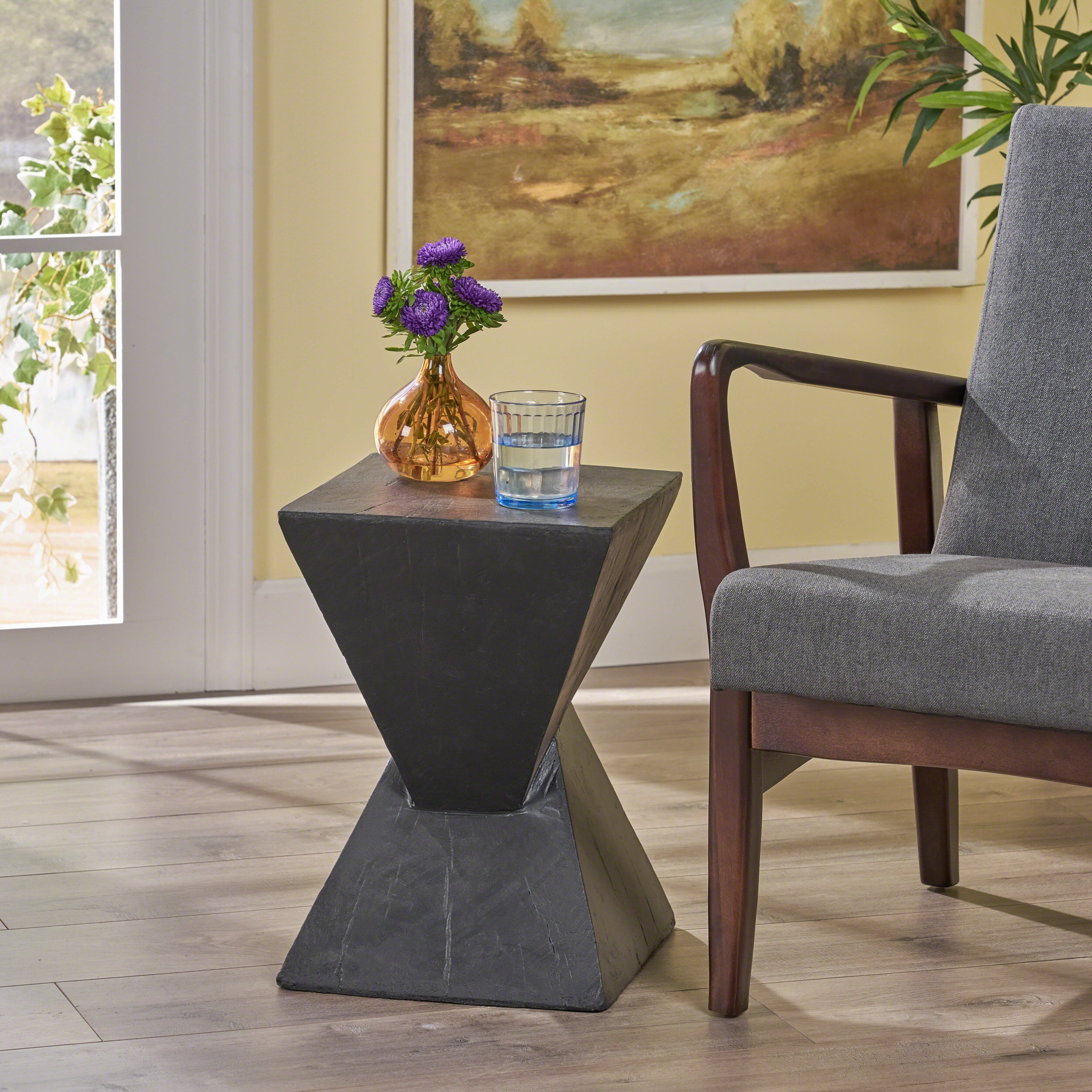 Side Table, End Table for Living Room Bedroom Office Patio, Black