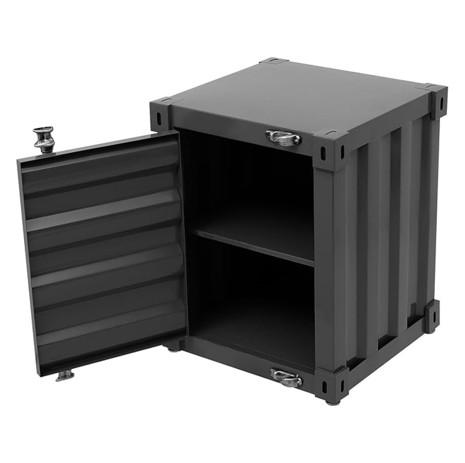 Container End Table Side Table, Industrial Wind Container Cabinet Iron Bedside Table with ...