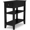 thumbnail image 1 of Side Table Living Room, Narrow End Table with Drawer and Shelf, 3-Tier Sofa End Table for Small Space, Black, 1 of 4