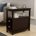Side Table Living Room Narrow Rustic End Table Bedroom with 2 Drawers