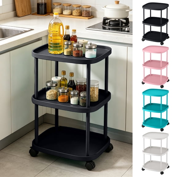 Side Table,Lockable Rolling Multi Layer Storage Cart With Open Compartment for Narrow Gap Beside Sofa Bedside,Practical for Youngster Living Room Apartment Space Organizing(Black)