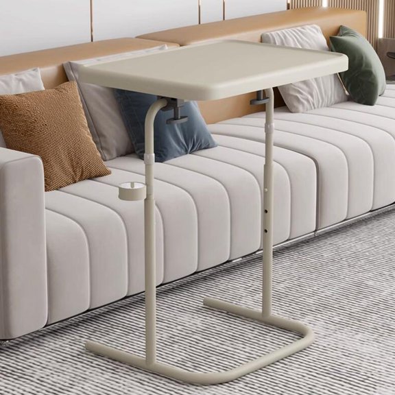 Side Table Mobile Standing Desk Adjustable Height Portable Laptop Table With Cup Holder, TV Tray Computer Workstation Sofa Bed Table For Home Office, Desktop