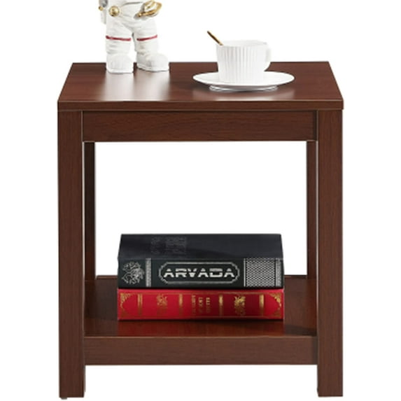Side Table Modern Night Stand with 2-Tier Storage Shelf, Living Room Small Coffee Table, Rustic Wood Side End Table for Living Room Bedroom (Brown)