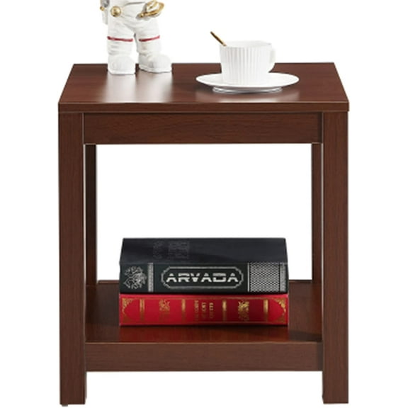 Side Table Modern Night Stand with 2-Tier Storage Shelf, Living Room Small Coffee Table, Rustic Wood Side End Table for Living Room Bedroom (Brown)