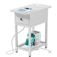thumbnail image 1 of Side Table Night Stands End Table with Charging Station Drawers Small Nightstand Bedroom Narrow Nightstand for Small Spaces Nightstand White, 1 of 15