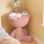 Side Table, Openable Storage Table, Funny Cute Circle Coffee Table Nightstand, Durable Modern Sofa Table Nightstand Accents for Indoor Outdoor, Multifunctional Side Storage Organizer, 41x36cm