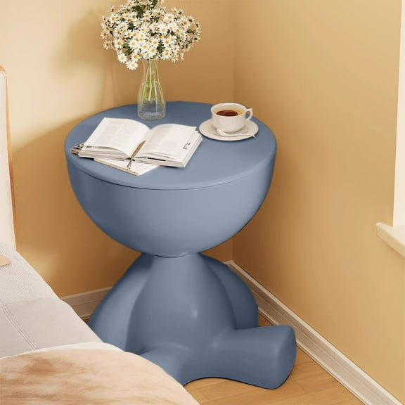 Side Table, Openable Storage Table, Funny Cute Circle Coffee Table Nightstand, Durable Modern Sofa Table Nightstand Accents for Indoor Outdoor, Multifunctional Side Storage Organizer, 41x36cm
