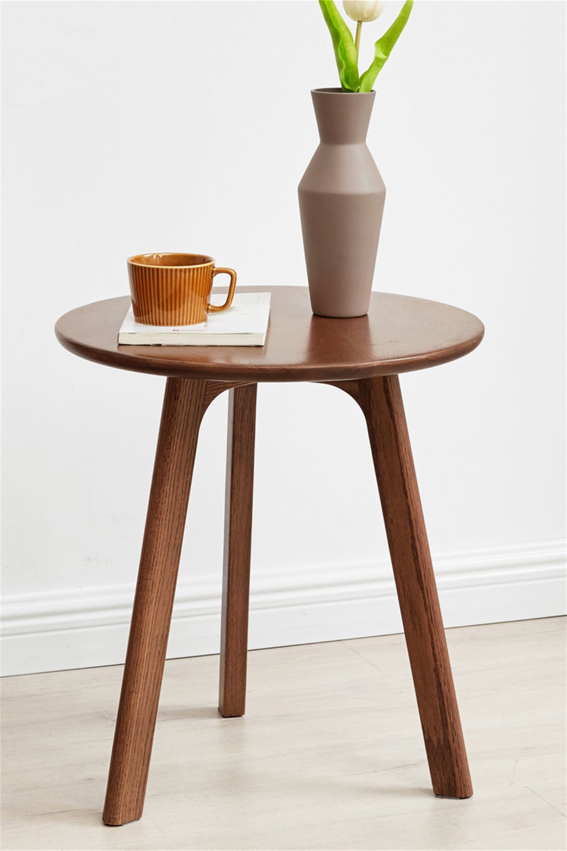 Side Table, Round End Table, Small End Tables Living Room, Solid Oak