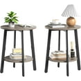 thumbnail image 1 of Side Table Set of 2, Small Round End Table with Storage Shelf for Small Space, 2-Tier Bedside Table Sofa Couch Table, Nighstands Set of 2 Accent Table for Living Room, Bedroom, Grey, 1 of 5