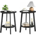 thumbnail image 1 of Side Table Set of 2, Small Round End Table with Storage Shelf for Small Space, 2-Tier Black Bedside Table Sofa Couch Table, Nighstands Set of 2 Accent Table for Living Room, Bedroom, Black, 1 of 7
