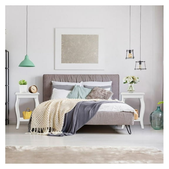 Side Table Set of 2, End Table with Shelf, Nightstand for Bedroom & Living Room - White, MDF Board, 16" x 16" x 24", 33lbs Capacity, Easy Install