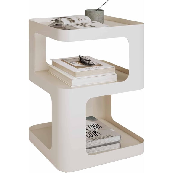 Side Table, Small End Table, Modern Nightstand, Accent Bedside Table, 3 Tier Night Stands, Metal Bed Side Table for Living Room Bedroom Outdoor Entryway, No Assembly Required