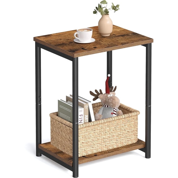 VASAGLE Side Table, Small End Table, Nightstand for Living Room, Bedroom, Office, Bathroom, Rustic Brown and Black