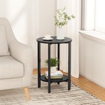 Side Table, Small End Table, Set of 2 Half Round Side Table for Living Room, 2 Tier Couch Side Tables, Small Round Coffee Table, Thin Accent Sofa Table Narrow Entryway Table, Black