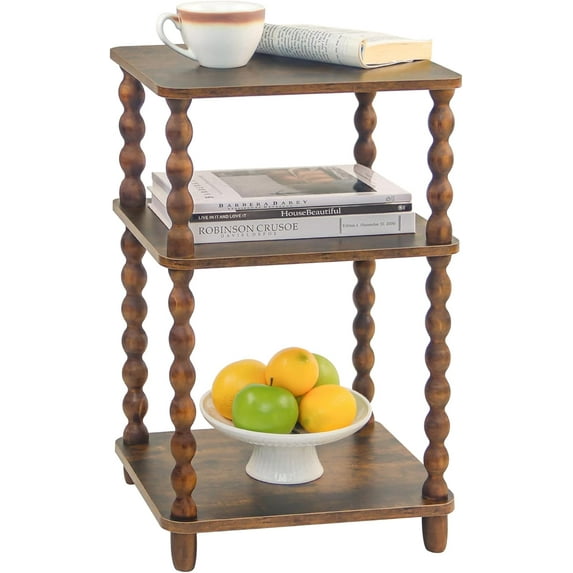 Side Table, Small End Table with Storage Shelf, Modern Bedside Table Night Stand for Living Room, Bedroom, Office and Small Spaces (Rustic Brown)