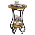 thumbnail image 1 of Side Table,Small Round End Table with Lower Shelf Small Spaces,Round Bedside Nightstand Table with Metal Frame,Couch Sofa Coffee Tea Table,Retro Accent Drink Table Living Room Bedroom Balcony C108, 1 of 3