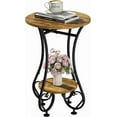 thumbnail image 1 of Side Table,Small Round End Table with Lower Shelf for Small Spaces,Round Bedside Nightstand Table with Metal Frame,Couch Sofa Coffee Tea Table,Retro Accent Drink Table for Living Room Bedroom Balcony, 1 of 9