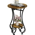 thumbnail image 1 of Side Table,Small Round End Table with Lower Shelf for Small Spaces,Round Bedside Nightstand Table with Metal Frame,Couch Sofa Coffee Tea Table,Retro Accent Drink Table for Living Room Bedroom Balcony, 1 of 7