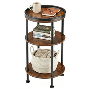 Side Table, Small Round End Table for Narrow and Small Space, 3-Tier Round Accent Couch Beside Table, Modern Side Table Corner Sofa Table Nightstand for Living Room Bedroom (Rustic Brown)