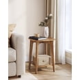 thumbnail image 1 of Side Table, Small Square End Table with Lower Shelf, Nightstand for Small Spaces, Honey Brown, 1 of 5
