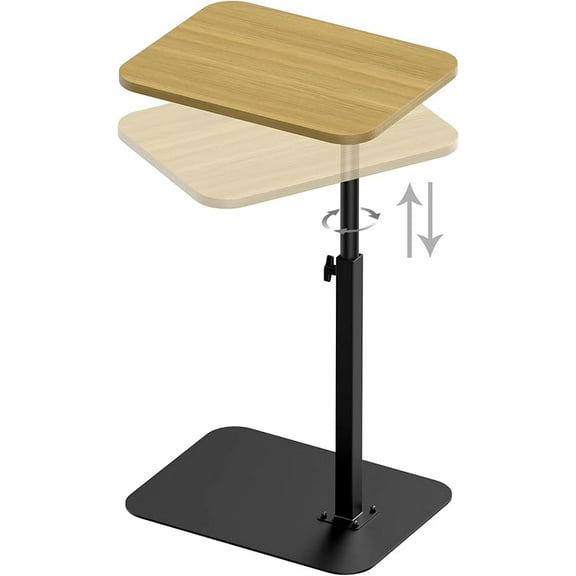 Side Table Sofa Tray for Couch Heavy Metal Base Swivel/Adjustable Height, Sofa Bed Bathroom Study TV Tray C Shaped End Table Food Snack Trays for Eating