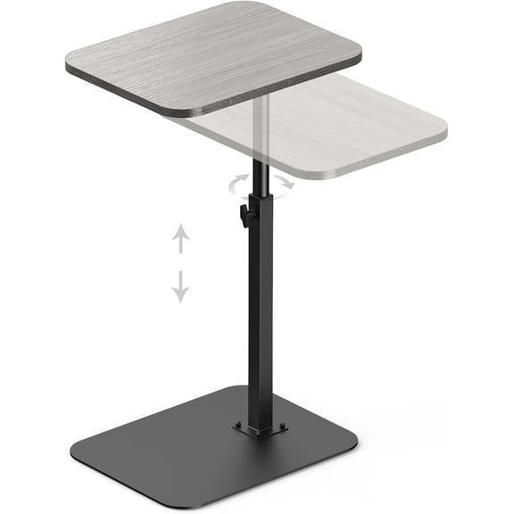 Side Table Sofa Tray for Couch Heavy Metal Base Swivel/Adjustable Height, Sofa Bed Bathroom Study TV Tray C Shaped End Table Food Snack Trays for Eating